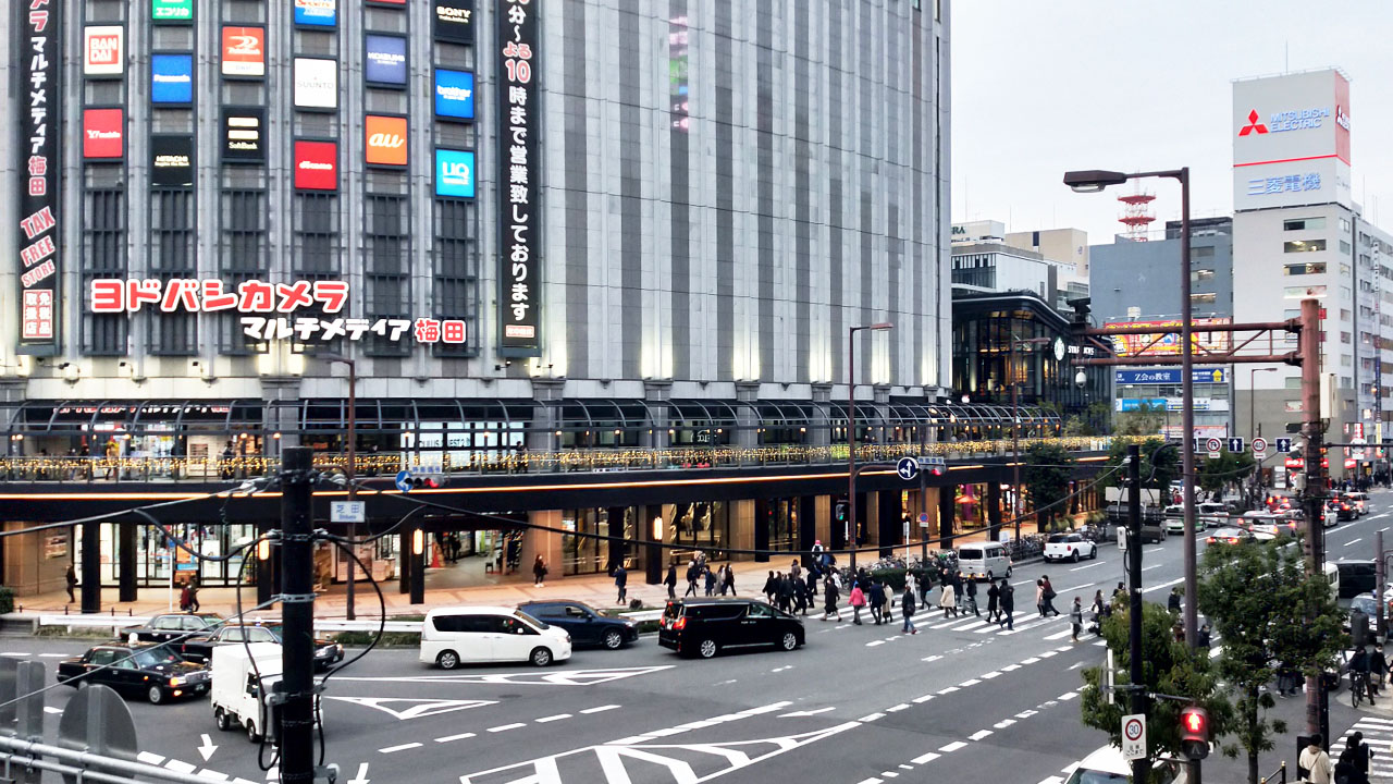 Crowded Umeda crossing in Osaka